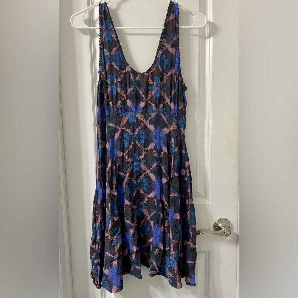 Free People Abstract Print Sleeveless Babydoll Mini Dress Size 8 - Picture 10 of 13